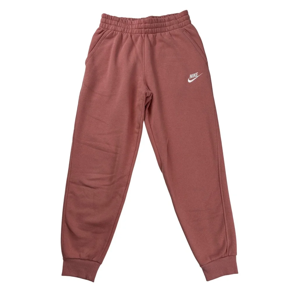 Nike Kids Joggers Sweatpants‎ Pink Cotton Blend Elastic Waist Drawstring Logo M